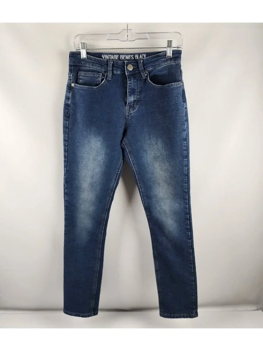 Vintage Genes Black Jeans Mens 28x29 Blue Slim Fit Denim
